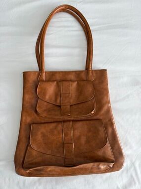Vintage Sabina New York Camel Brown Leather Tote Shoulder Bag